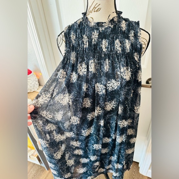 Sleeveless Mock Neck Smocked Midi Dress by Joie - Picture 3 of 12